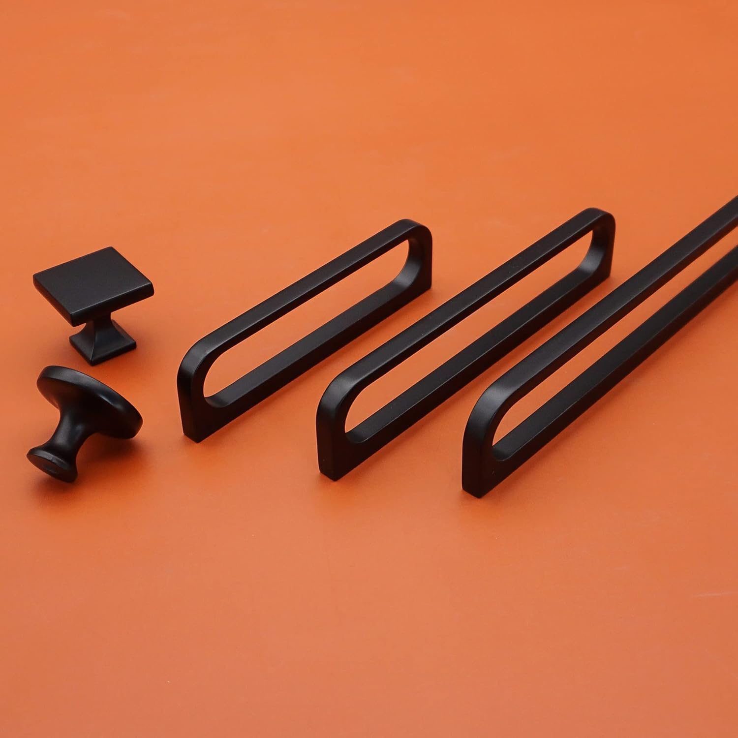 LBFEEL Unique Cabinet Pulls Handle Modern Square Black Drawer Knob Pull Bathroom Drawer Knob Hardware (4, 6.3" Hole Centers)
