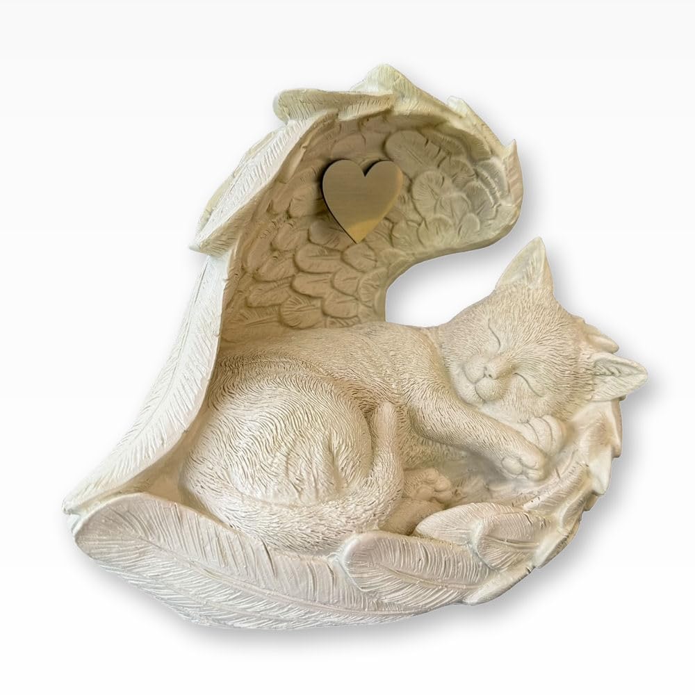 Monello Katzenurne Katze in Engelsflügel bis ca. 15 kg Tiergewicht individuelle Gravur auf Wunsch (Creme)
