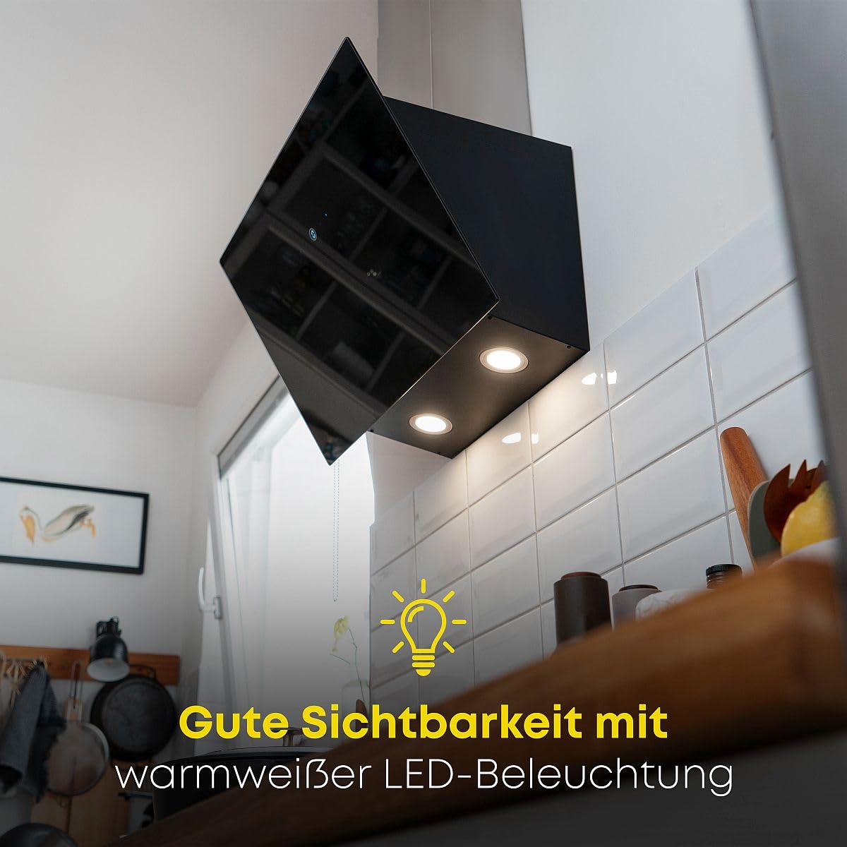 Bomann Dunstabzugshaube 60cm DU 7606.1 G Umluft Abluft bürstenloser DC-Motor leise 9 Stufen