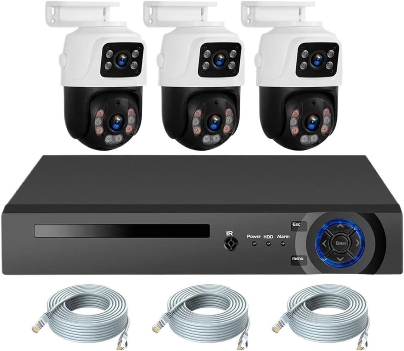 Waterproof 6MP HD POE Surveillance Camera System Dual Lens PTZ WiFi IP Home Security 4CH 8CH POE NVR Video H.265 CCTV Kit(3T(户外运动),4CH and 3PCS 6MP)