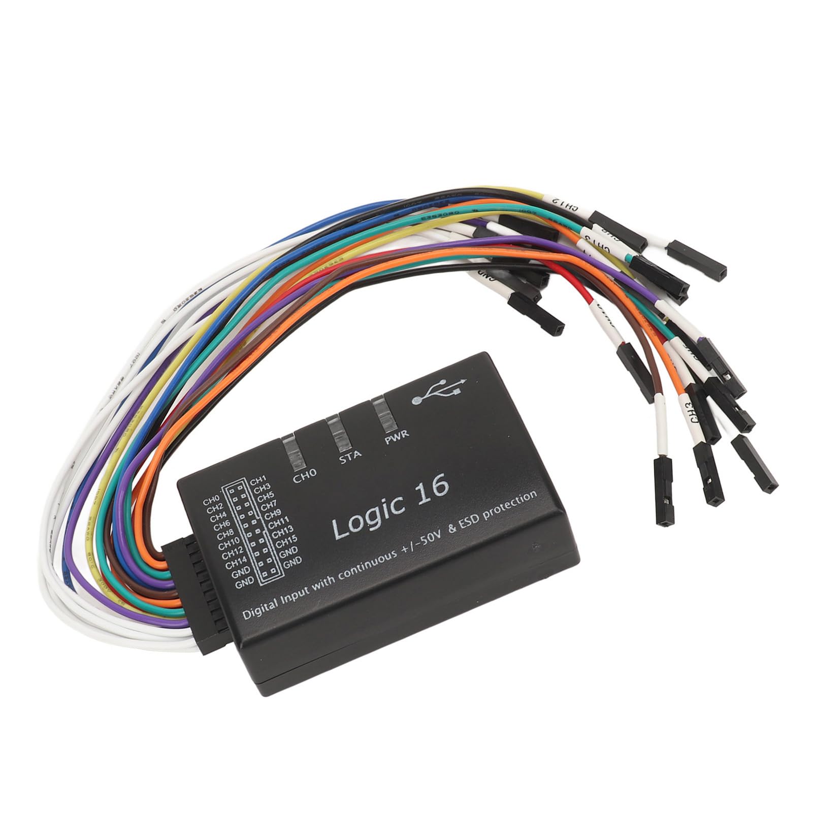 Naroote Analizator Stanów Logicznych USB 16-kanałowy o Wysokiej Wydajności do Testów Elektrycznych Kompaktowe Urządzenie Przenośne ABS