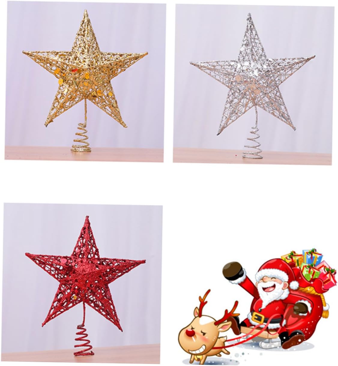 Sparkling Home Decor 30cm Christmas Star Tree Topper Glitter Treetop Small Trees for Festive Occasions