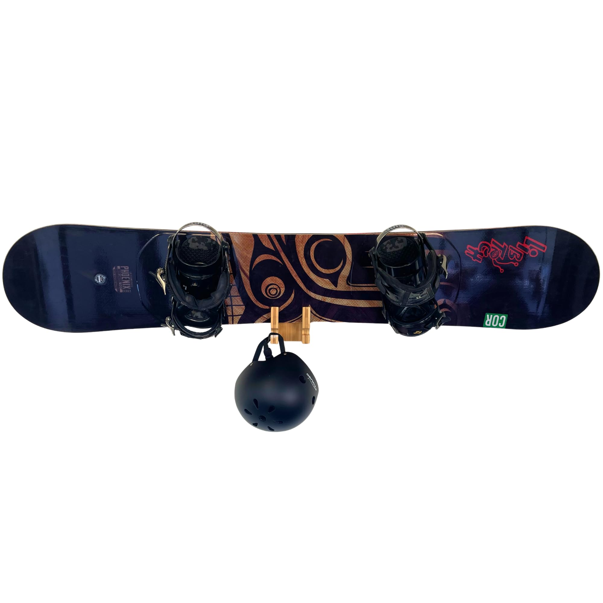 COR Surf Soporte de pared para monopatín y snowboard de bambú con gancho