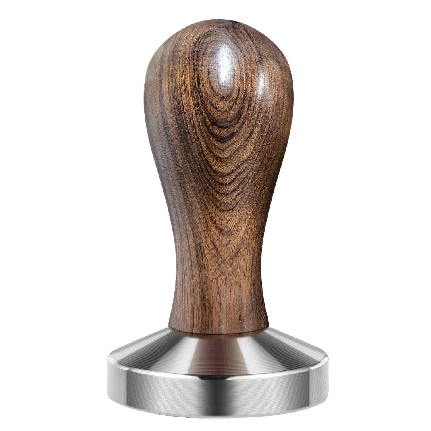 Flexzion Coffee Tamper Machine 58Mm Diameter Stainless Steel Flat Base Grip Handle Barista Espresso Bean Press Tool in Silver Kitchen Accessories 1 58mm Base Wood โ image 1