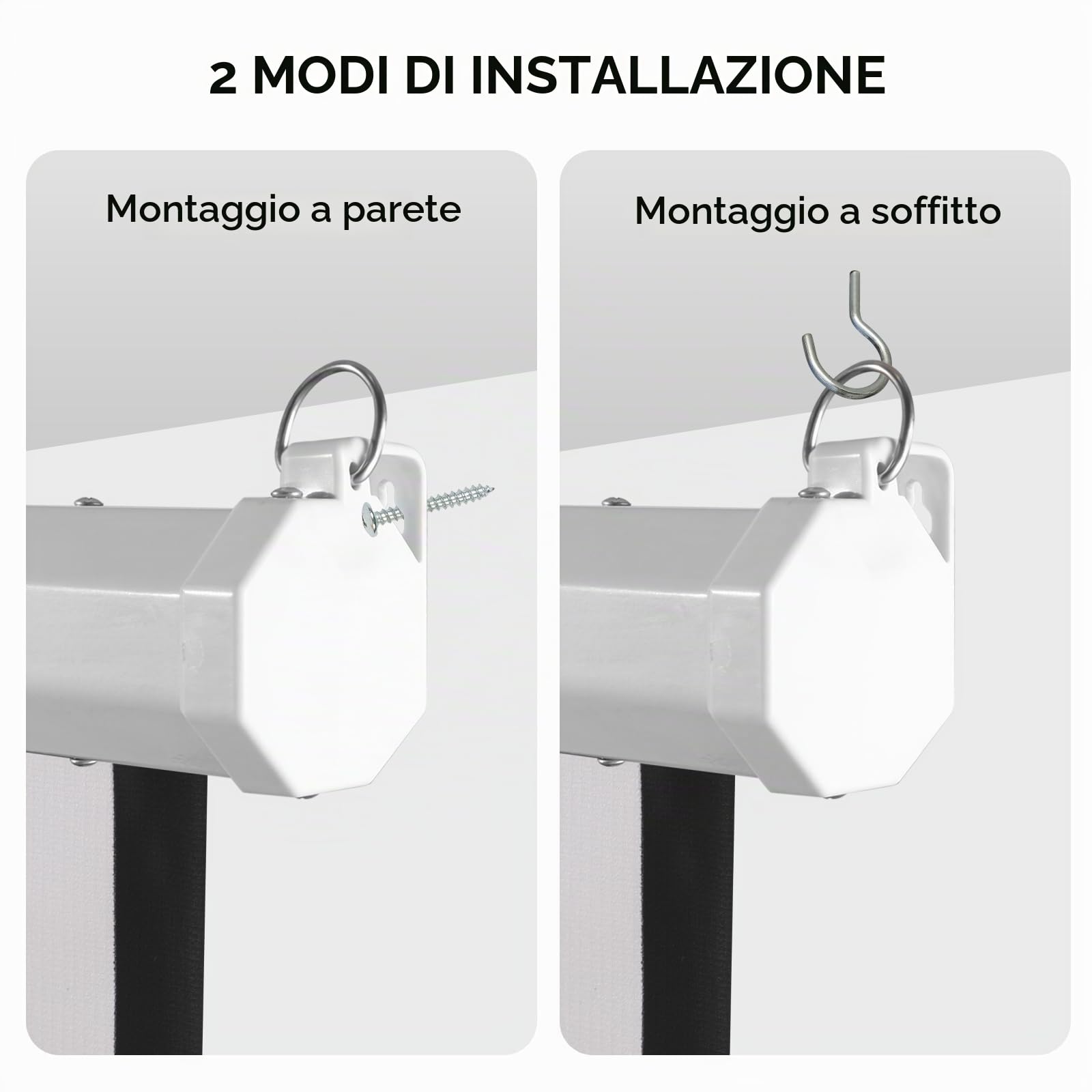 Fabulcozy - Schermo per Proiezione Motorizzato, Schermo Elettrico da 120 Pollici, Fissaggio Automatico a Parete o Soffitto, Formato 16:9 per Home Cinema e Azienda
