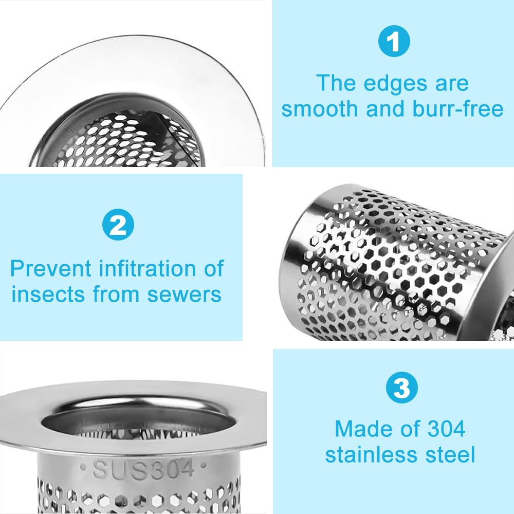 2 Filtri Scarico In Acciaio Inox - Per Lavandini Bagno E Cucina, Antiotruzione E Antinsetti - Foto 5