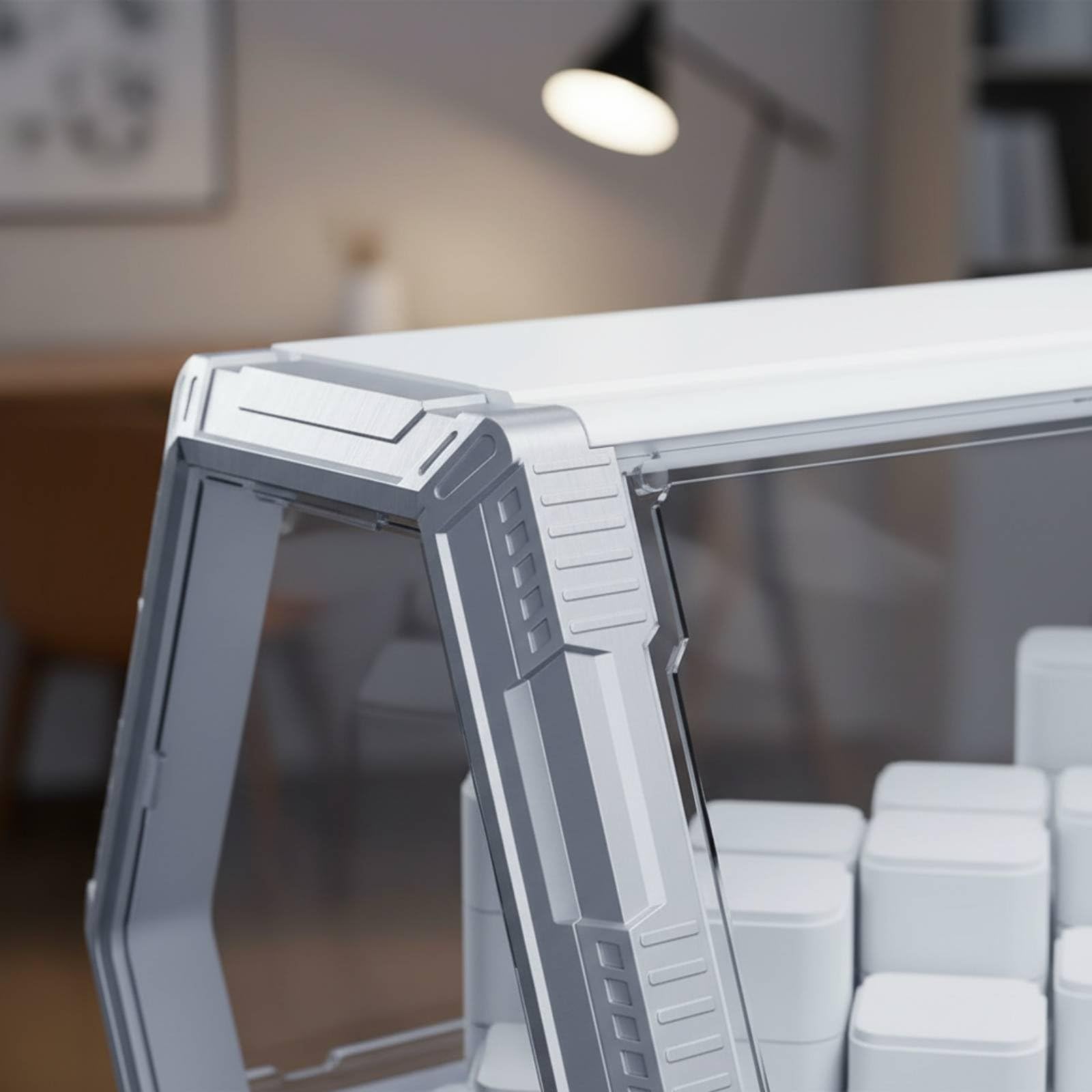 Vitrine Figuren Vitrinenschrank Schaukasten Sammlervitrine mit Led Innenbeleuchtung Weiß Warm Klappdeckel Pet Material Staubfrei Feuchtegeschützt mit , Silber , Size to 3