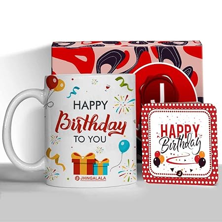 Jhingalala Gift for Birthday | Happy Birthday to You Printed Coffee Mug with Greeting Card | Birthday Gift for Brother, Sister, Son, Daughter, Husband, Wife, Girls, Boys, Mom, Dad on Birthday