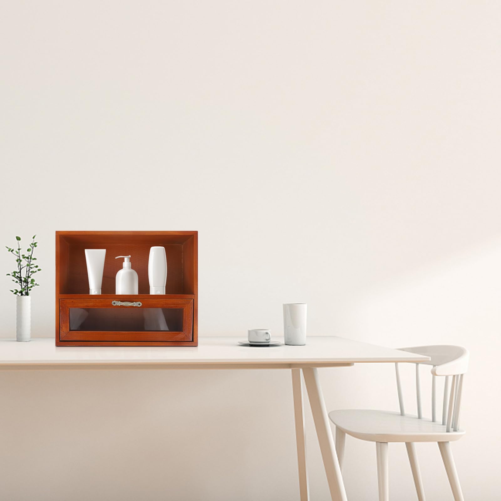 jojofuny Organizer da Scrivania in Legno Vintage Cassetti a Strati, Grande Capacità, Fondo Stabile e Superficie Liscia per Uso Desktop e Arredamento