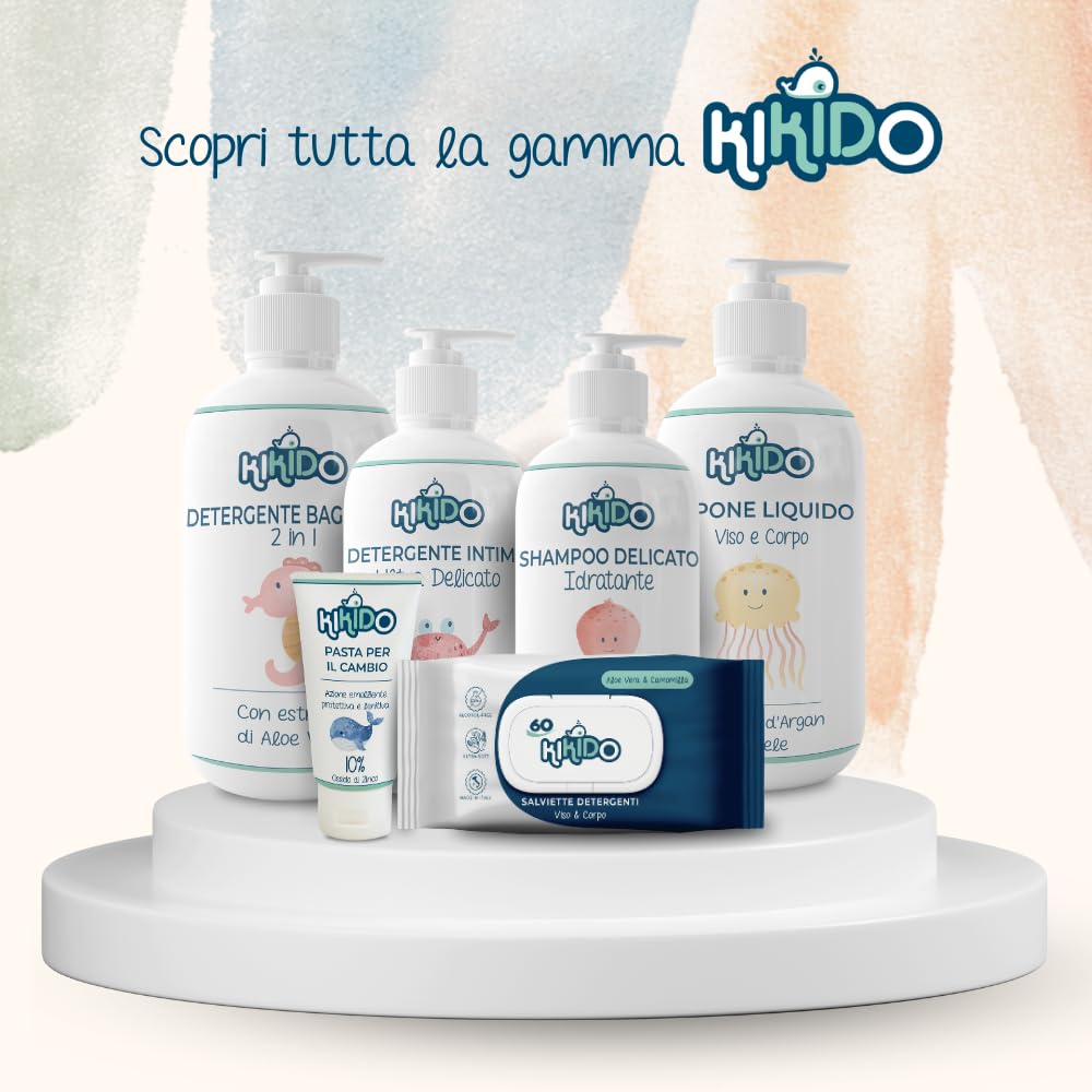Kikido Cofanetto Nascita - Set Bagnetto Neonato con 3 Salviette, Shampoo, Detergente Intimo e Bagnoschiuma Bambini 2 in 1 - Kit Neonato Igiene Nascita per Pelli Sensibili - Regalo Lista Nascita