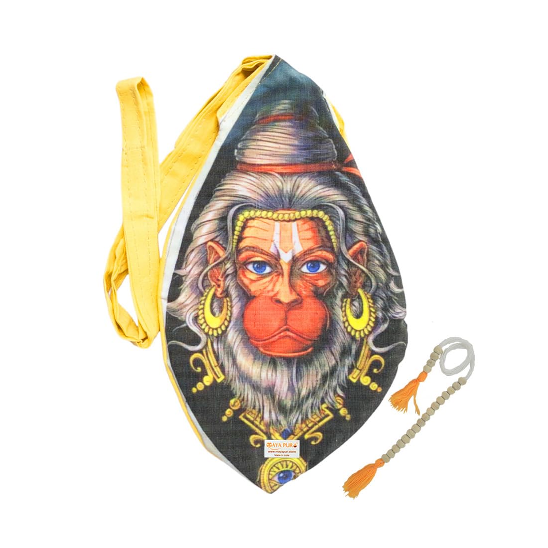 MAYAPURI Bajrangbali Hanuman Ji Printed Pure Cotton Gomukhi Japa Mala Bag, Beads or Chanting Bag with Zip Pocket and Sakshi Mala Counter, Pack of 1 (Yellow) (B0D7W5ZTRX) Amazon Price History, Amazon Price Tracker
