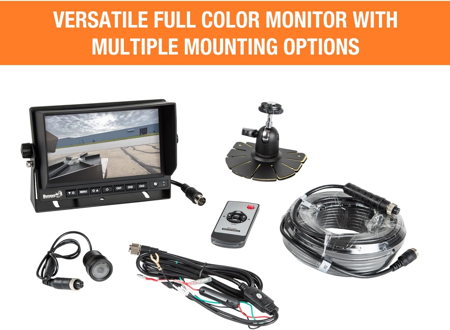 Buyers Products Rearview Backup Recessed Camera, Rear Vehicle Observation System with Night Vision Monitor Kit for Trucks, RVs, Trailers, Vans and More, with Remote Control, 8883020, Black image 2
