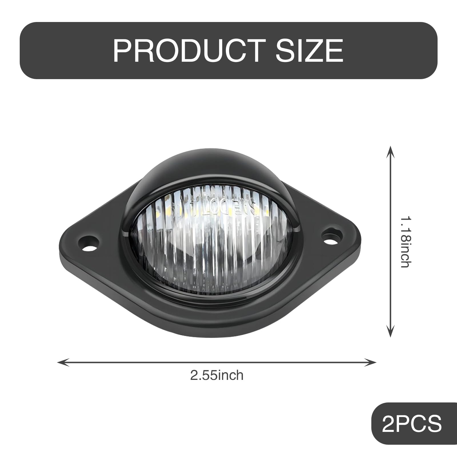 ZBGUN 2 PCS Car LED License Plate Light, ABS Waterproof and Shockproof 6500K High-brightness Floor Lamp, 12V 50000H Long-life License Plate Lamp Replacement, Universal for Cars Trucks (Black)