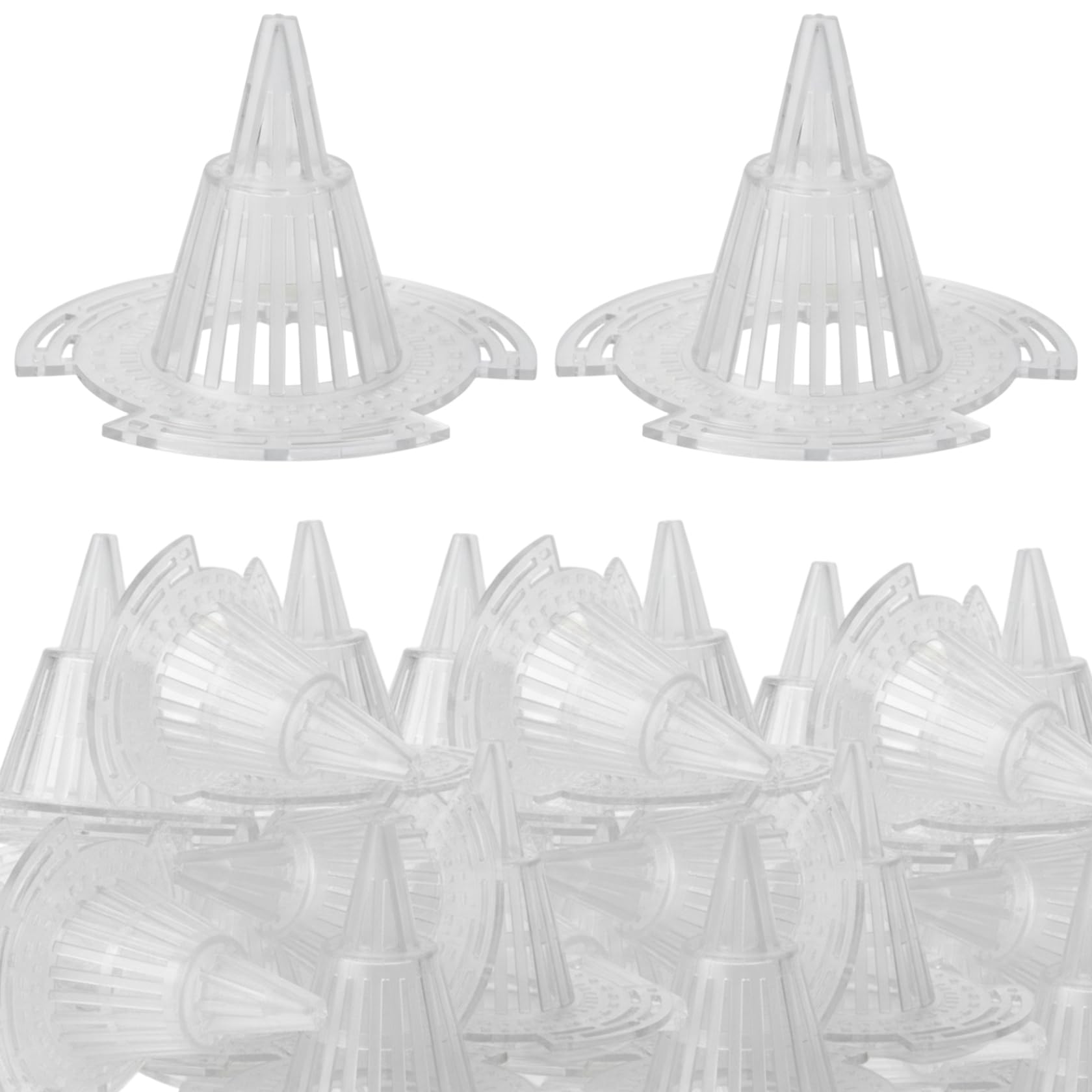 Perodlly Planter Inserts 60Pcs Cone Shape Flower Pot Hole Mesh Pads for Drainage Plastic Pot Liners to Help Soil Loss Plant Saucer for Indoor Outdoor Pots, 3x2in..