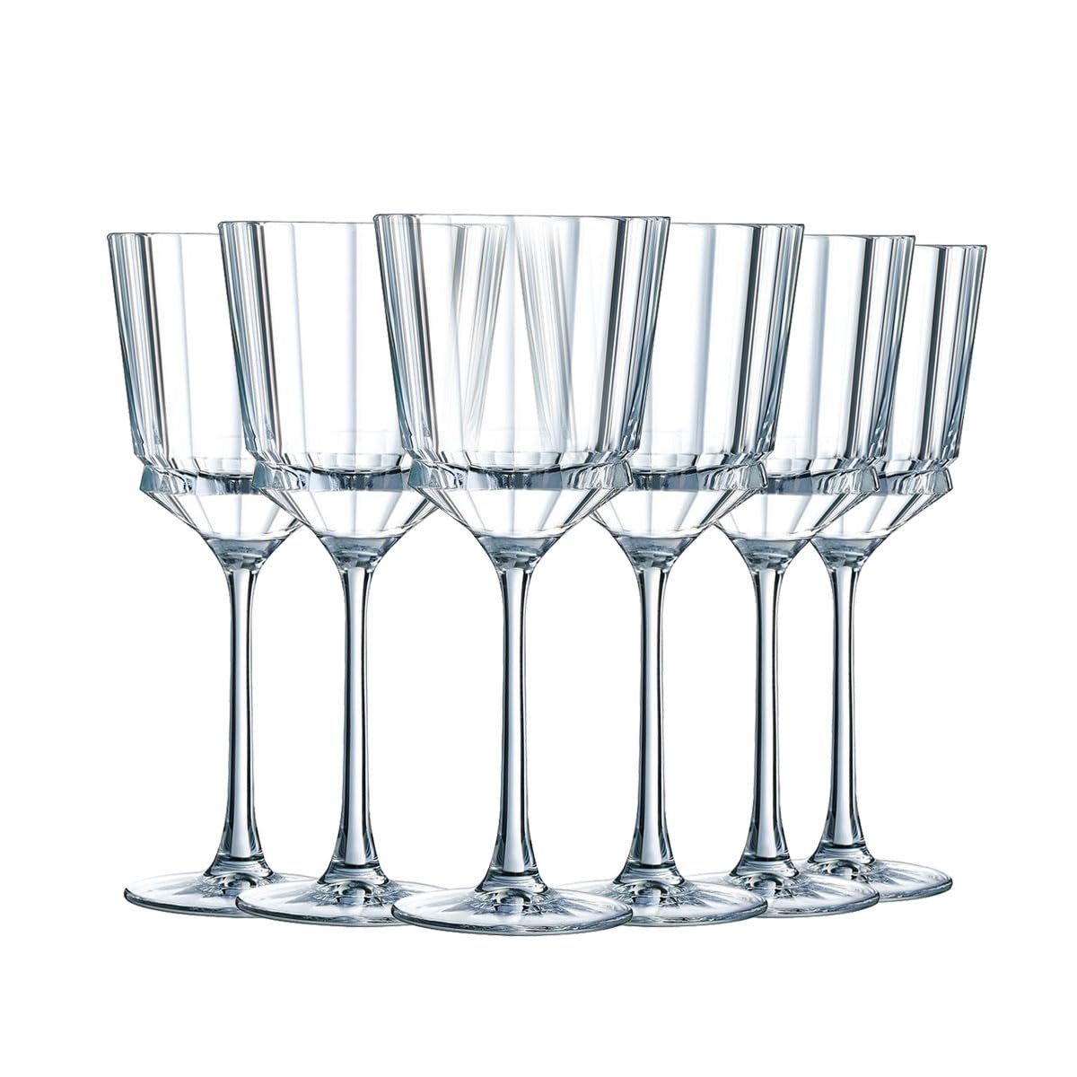 Cristal d'Arques - Kollektion Macassar - Weinglas 25cl, glänzend und sehr widerstandsfähig, 6 Stück - verstärkte Verpackung, für den Online-Verkauf geeignet. | Brillantes Kwarx-Glas, Weinkelche mit Stiel für die Verkostung, spülmaschinenfest, dauerhafter