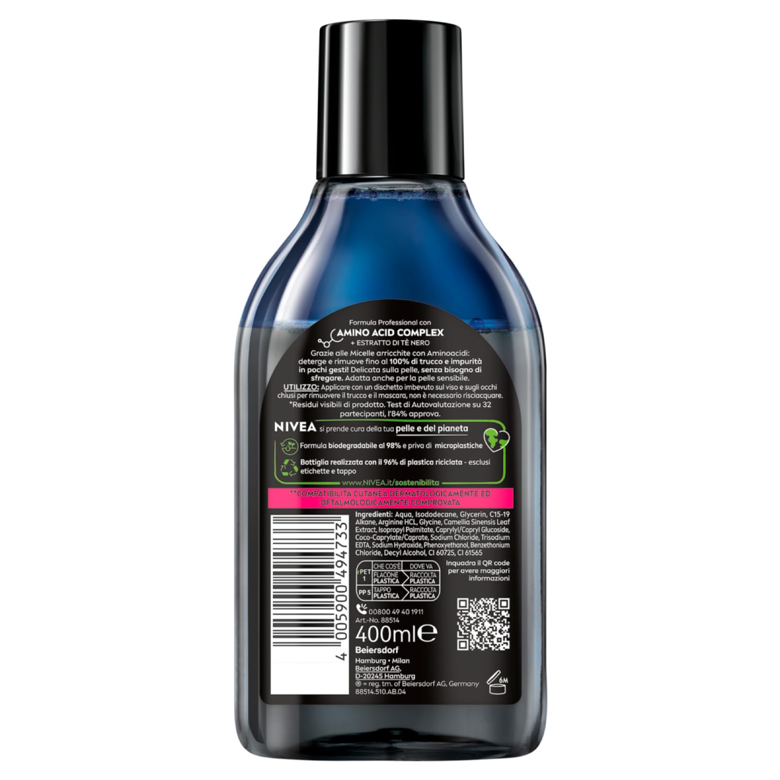 Nivea Micellair Professional Micelare Bifase Skin Breathe ekstrakt do makijażu twarzy i oczu, wodoodporny, 3 butelki po 400 ml