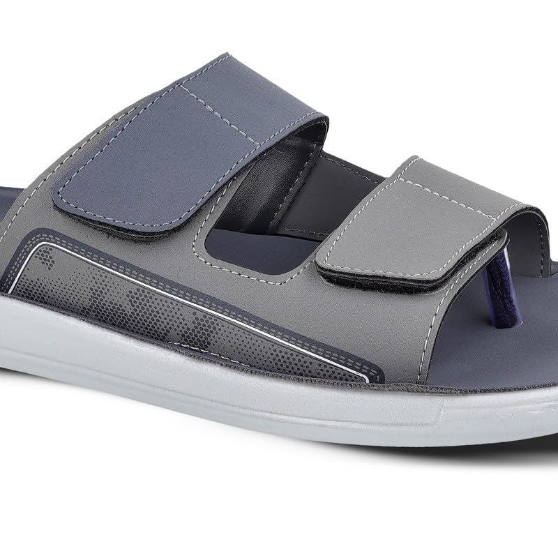 WALKAROO Men's Blue Slip-On Sandals WGR53377 Blue Grey - Image 5