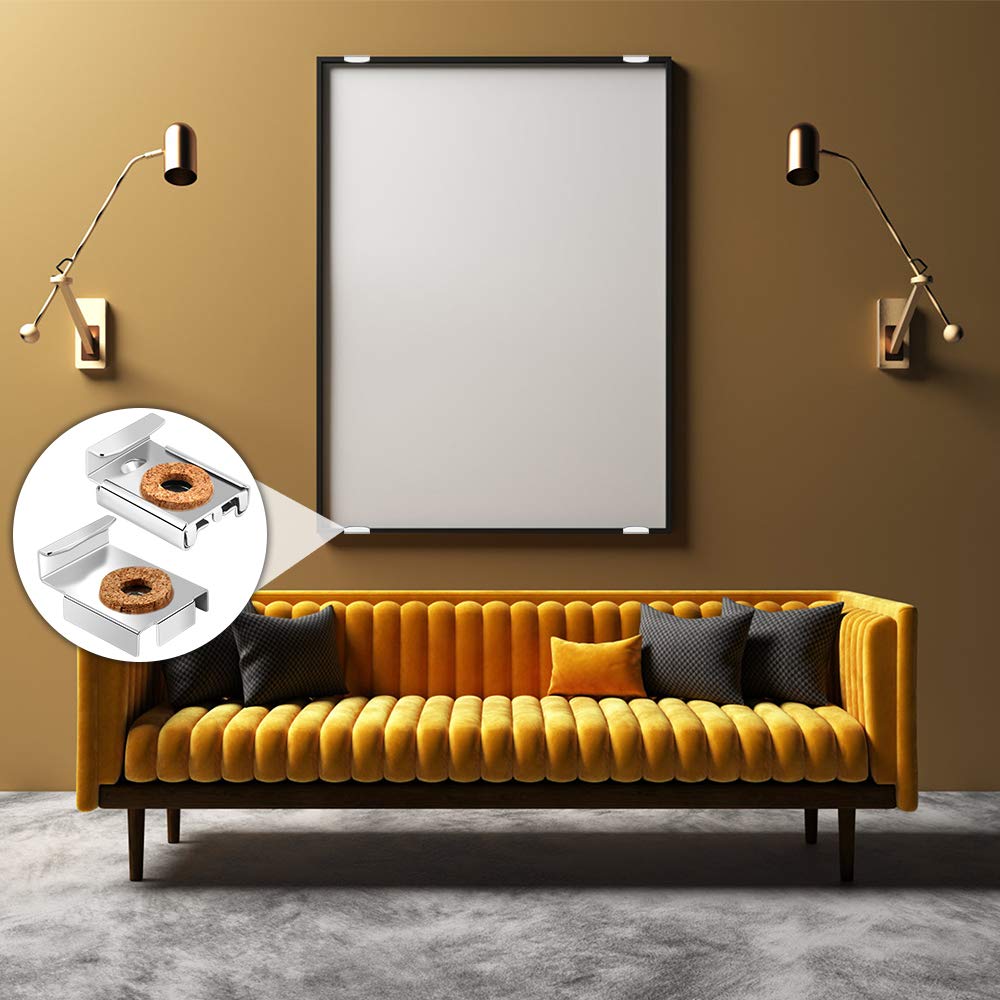 Dadabig 5 Set (20 Pezzi ) Clip a Specchio Supporto per Specchio Ganci per Specchio a Muro per Appendere Specchio Foto Cornice-con 20 Viti e 20 Tasselli