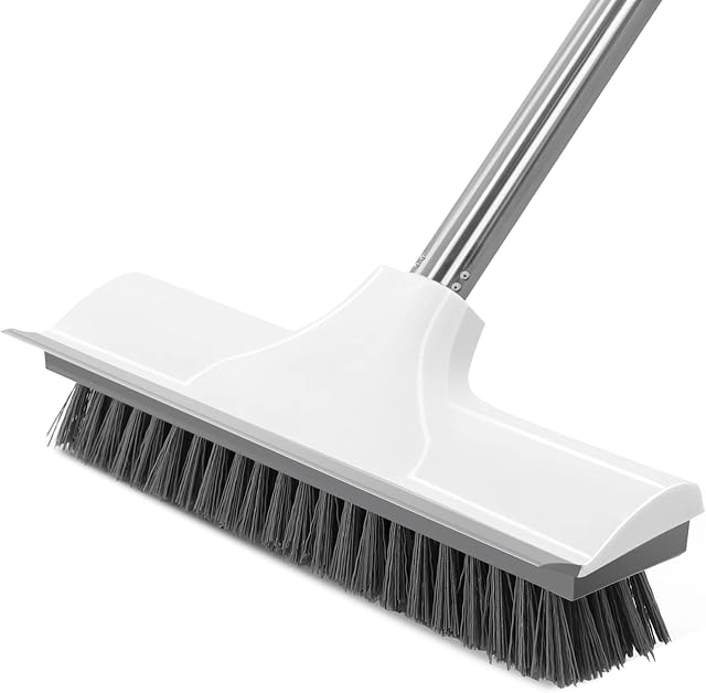 Newthinking Long Handle Scrubbing Brush, 2in1 Multi-functional Floor Scrub Brush with Long Handle and Water Wiper for Bathroom Indoor Floor, 43inch