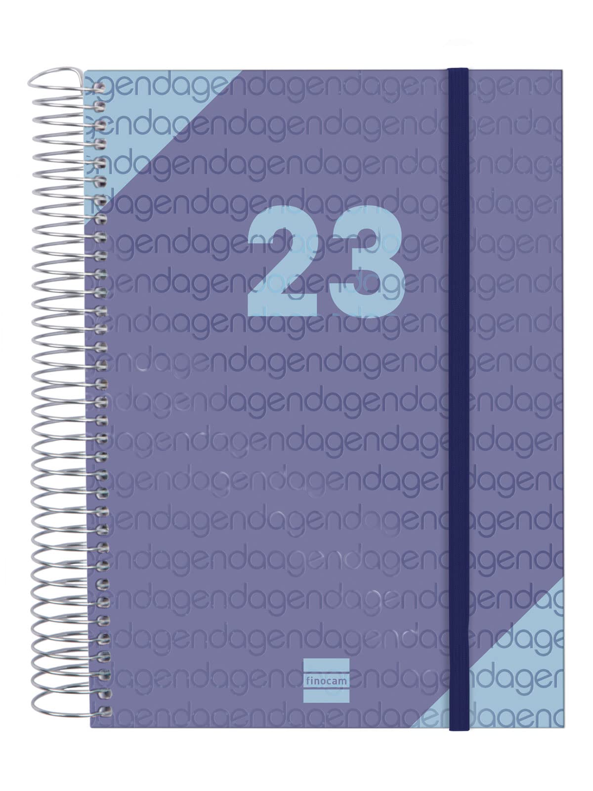 Finocam - Agenda 2023 Spiral Year 1 Day Page January 2023 - December 2023 (12 months) Blue Catalan