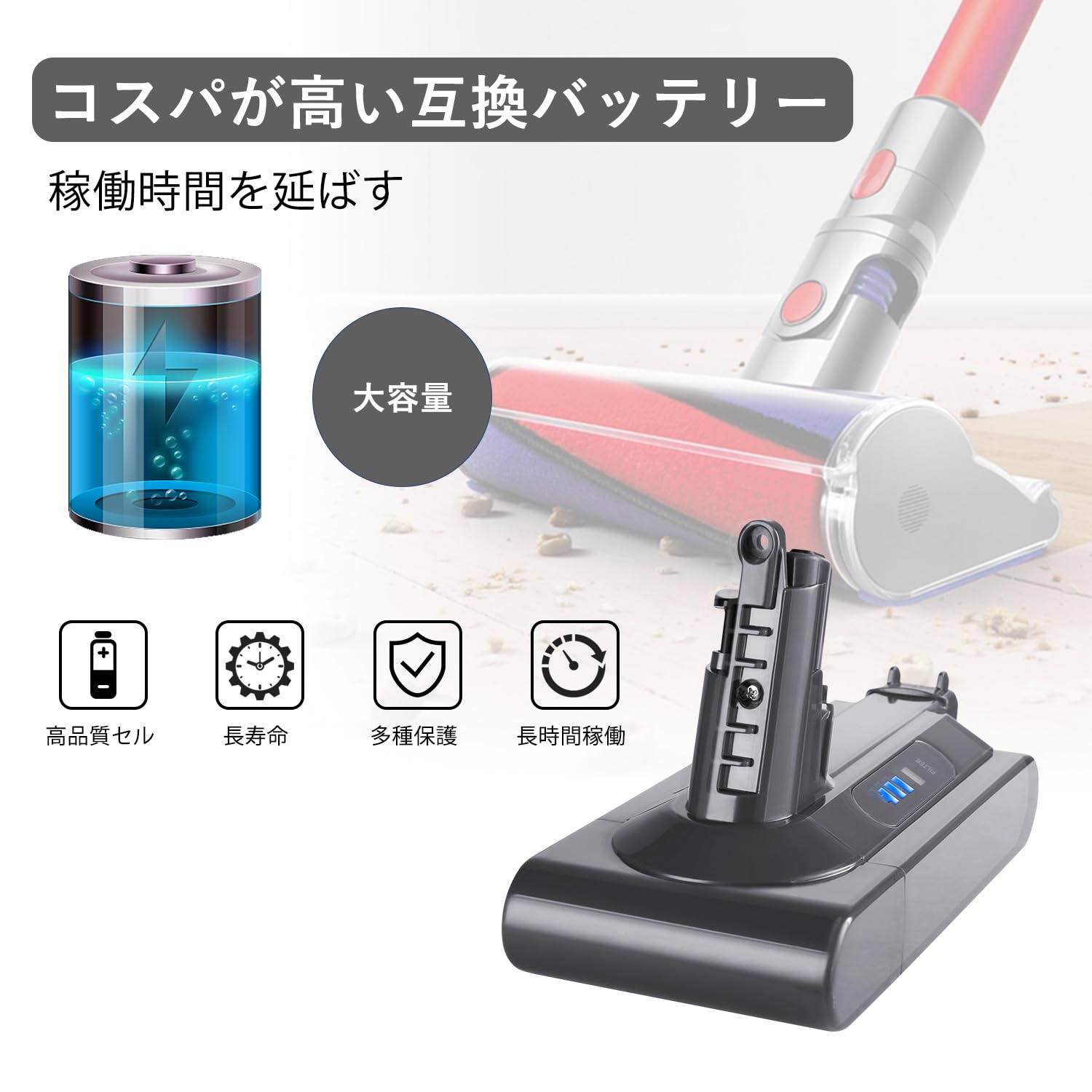 Amazon.co.jp: ダイソン バッテリー V10 交換 掃除機バッテリー AWANFI