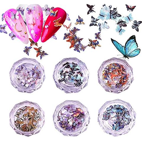 Kalolary 3D Schmetterling Nail Art Glitter Pailletten Bunte Schmetterling Nail Pailletten Acryl Pailletten Nagel Funkeln Glitter Tipps Cover
