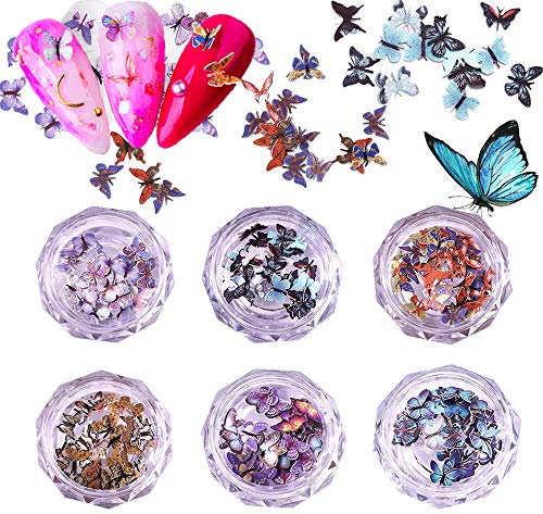 Kalolary 3D Schmetterling Nail Art Glitter Pailletten Bunte Schmetterling Nail Pailletten Acryl Pailletten Nagel Funkeln…
