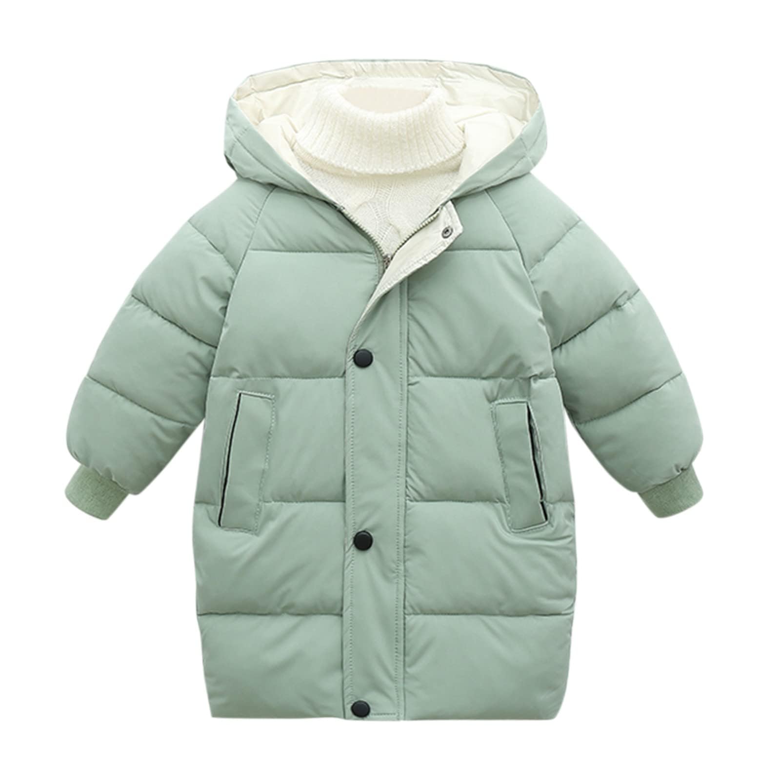 Winterjacke Mädchen Leichte Steppjacke Lang Winter Warme Daunenjacken Verdicken Einfarbig Niedliche Wintermantel Casual Softshelljacke Mit Kapuze Kinder Puffer Jacke Mit Reißverschluss 1-12 Jahre