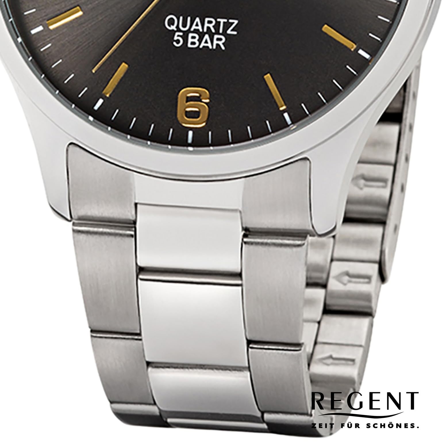 Regent Herren Analog Quarz Uhr mit Edelstahl Armband 11150668
