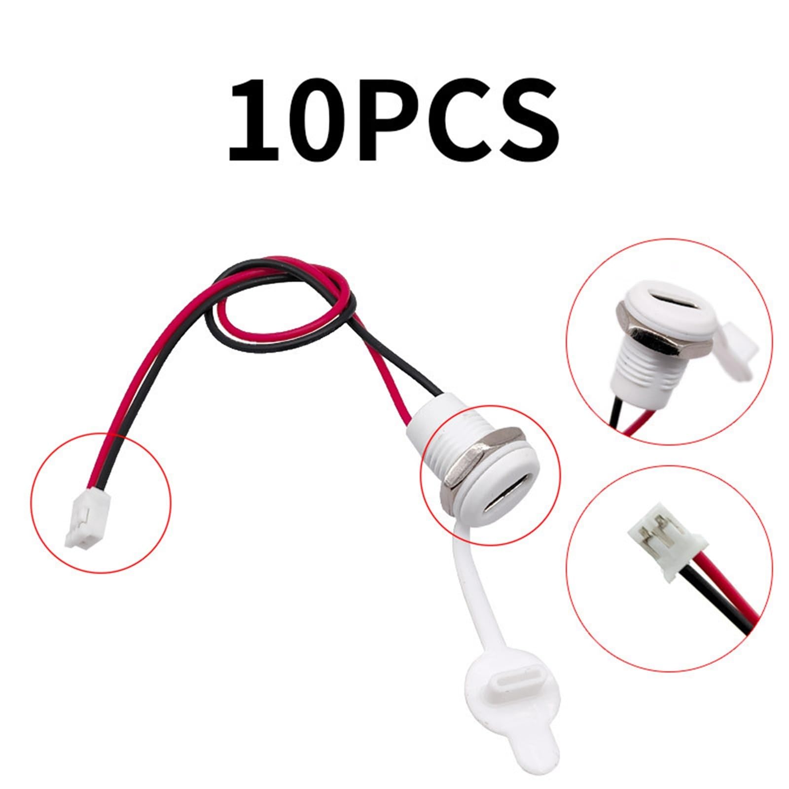 10 szt. USB-C 2/4/5-pinowe wysokoprądowe gniazdo szybkiego ładowania CC z nakrętką PH2.0 zatrzaskową płytką typu C żeńskie wodoodporne złącze (2 linie białe)