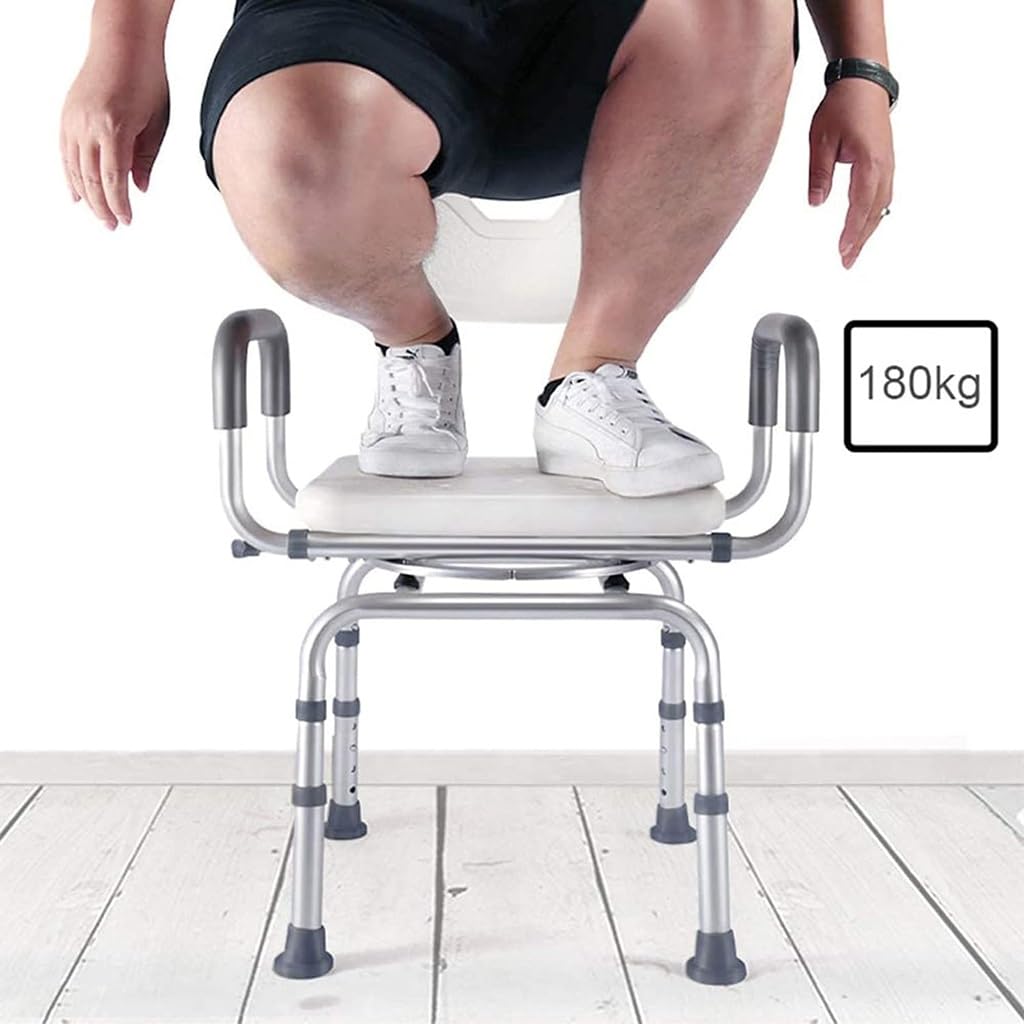Silla de ducha giratoria de seguridad antideslizante for baño, asiento de bañera giratorio de 360 ​​° con brazos y respaldo, banco de baño estrecho for personas mayores, discapacitadas y mujeres embar