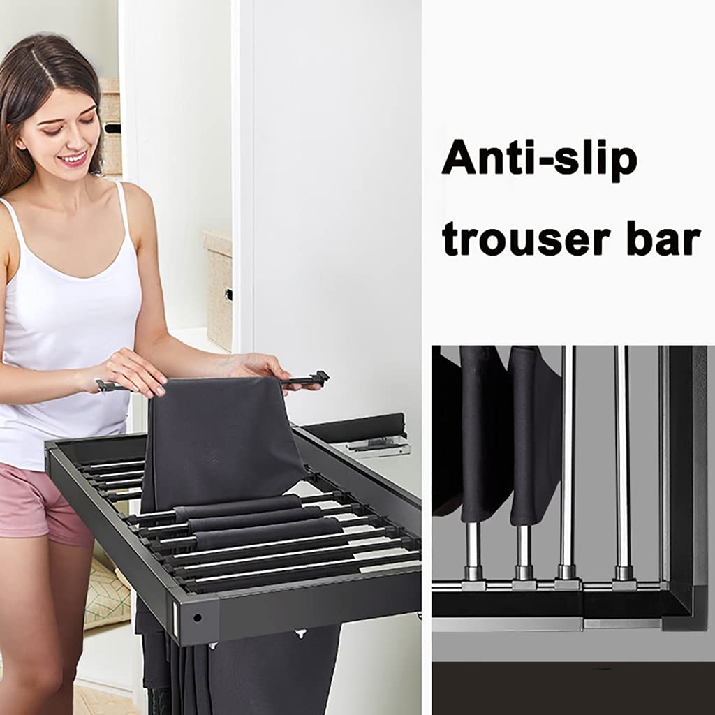 Sistema de almacenamiento ajustable para armario con barra para colgar pantalones, color negro (tamaño: 45 x 60 x 50 cm), estante para pantalones para decoración elegante