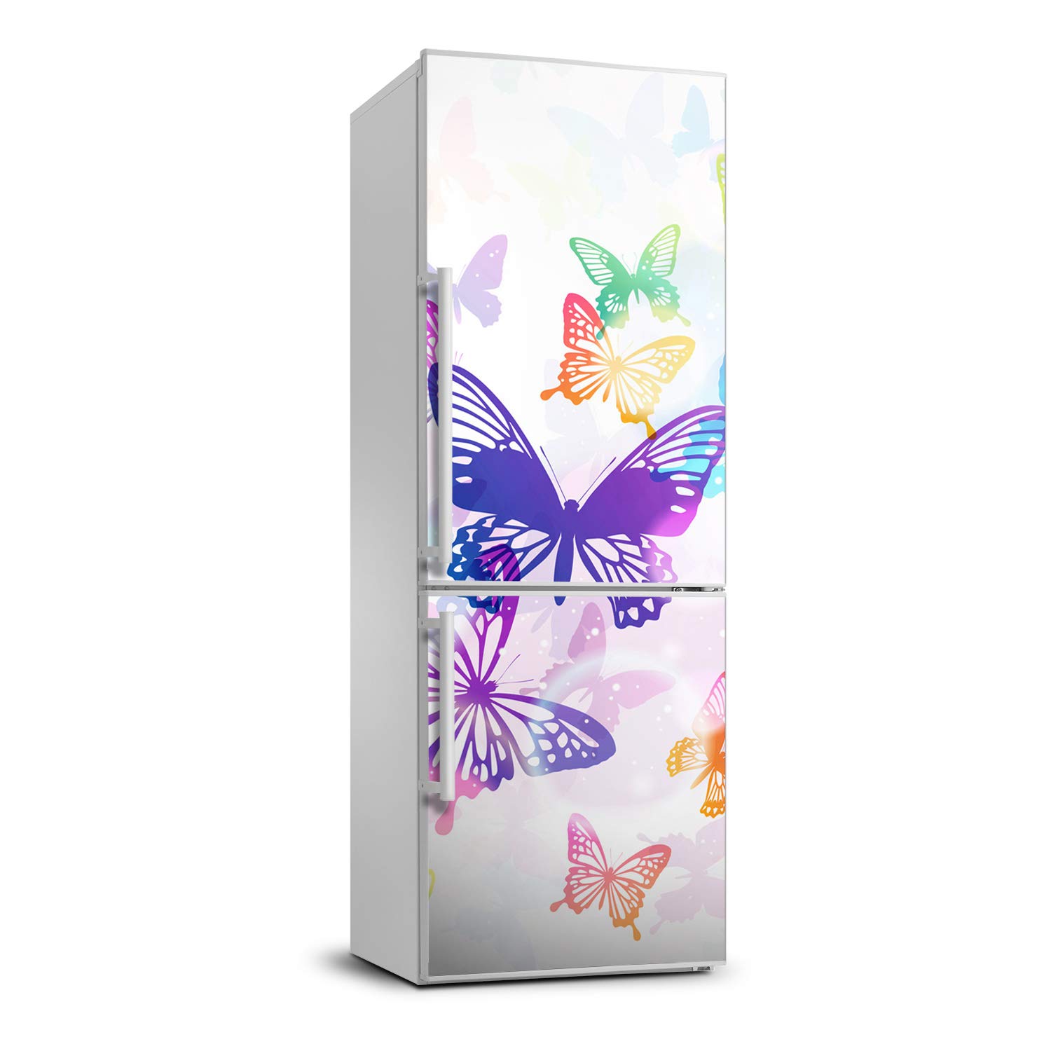 Vinilo para nevera de 70x190 cm con diseño de mariposas de colores para decorar tu cocina