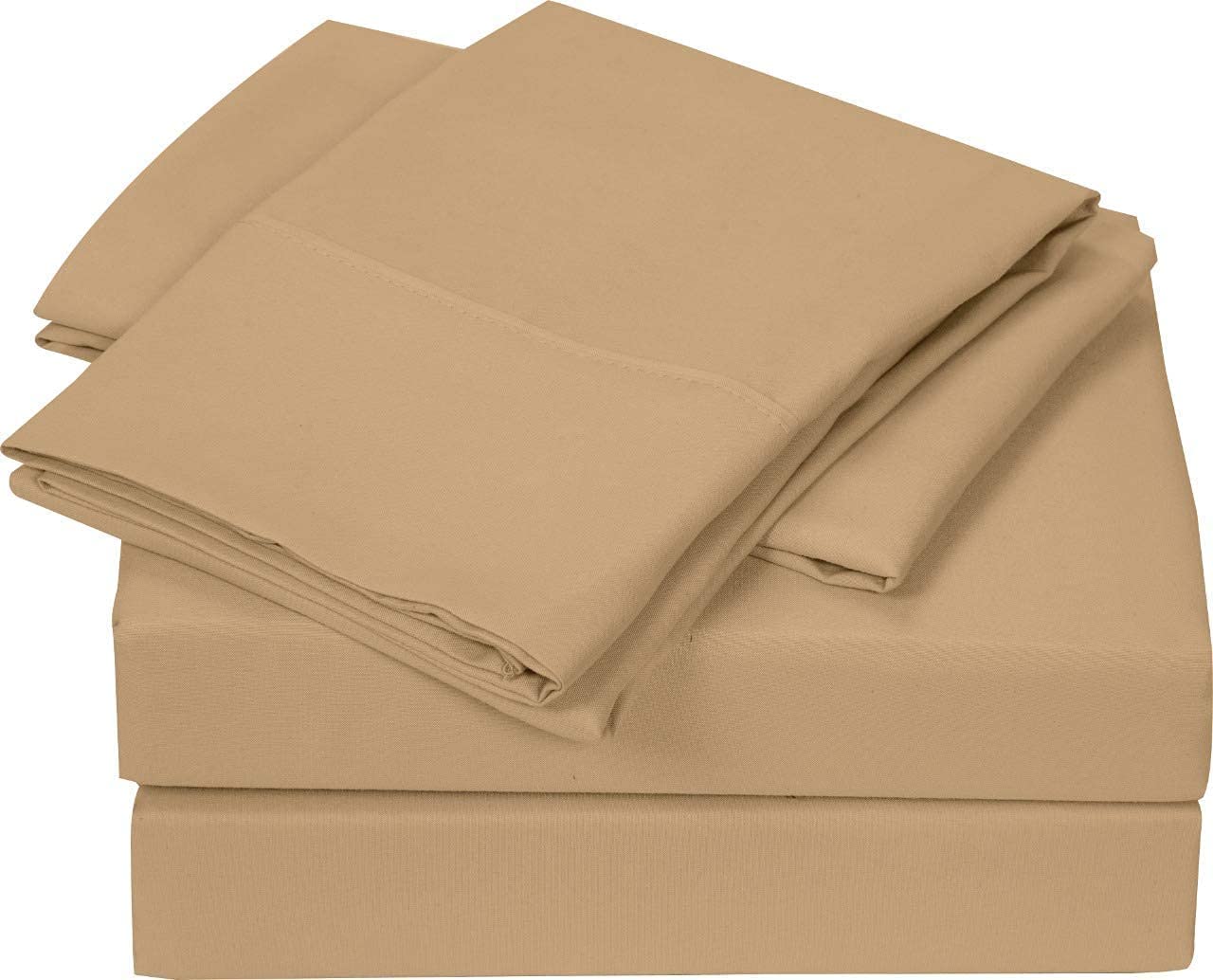 100% Long Staple Egyptian Cotton 4 Piece Sheet Set + 1 Duvet Cover with Zipper, 400 Thread Count Bedding with 38cm Deep Pocket Fitted Sheet - Taupe Solid, Emperor Size 5 Piece Sheet Set.