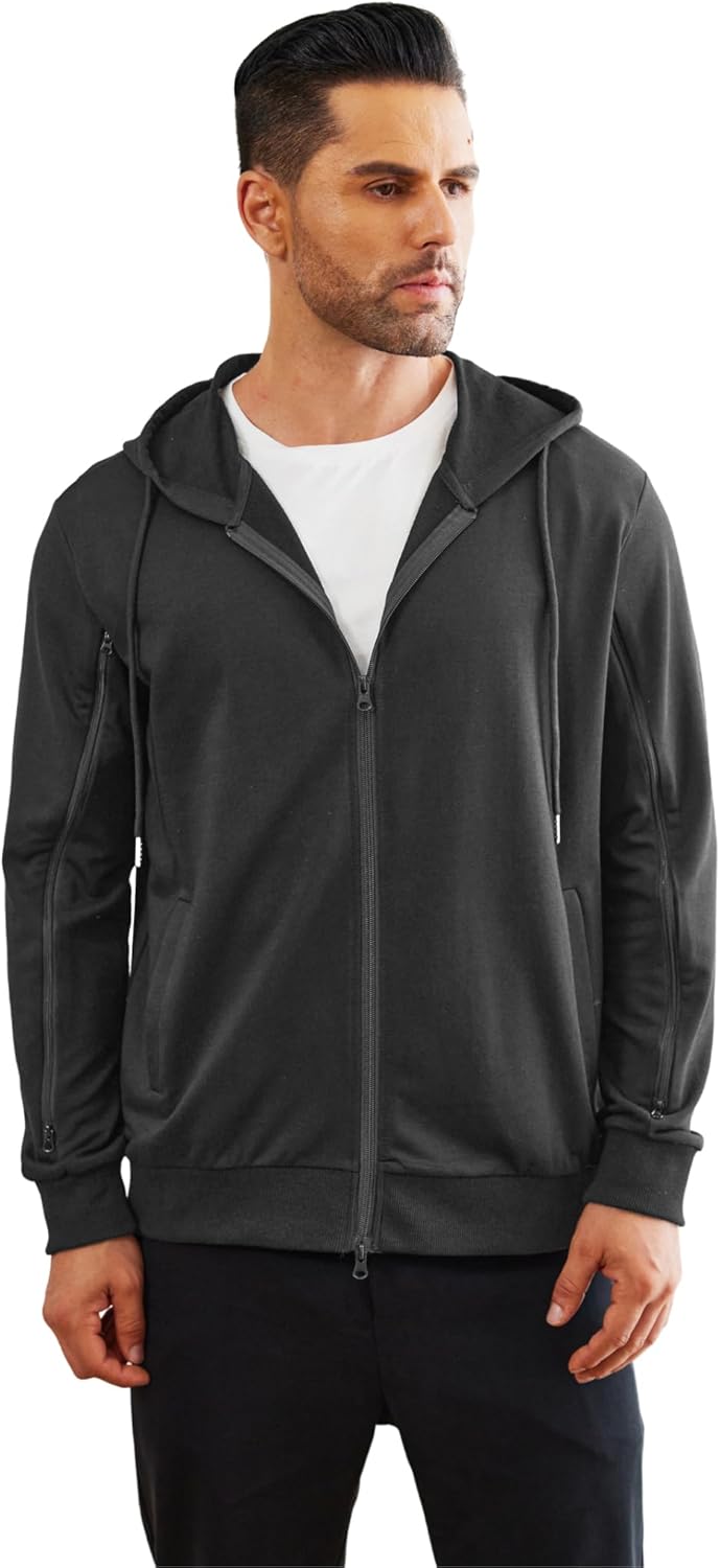 Deyeek Dialysis Sweatshirts with Arm Zipper Jacket Full-Zip Lightweight Hemodialysis Cotton Jacket with Pockets - Image 5