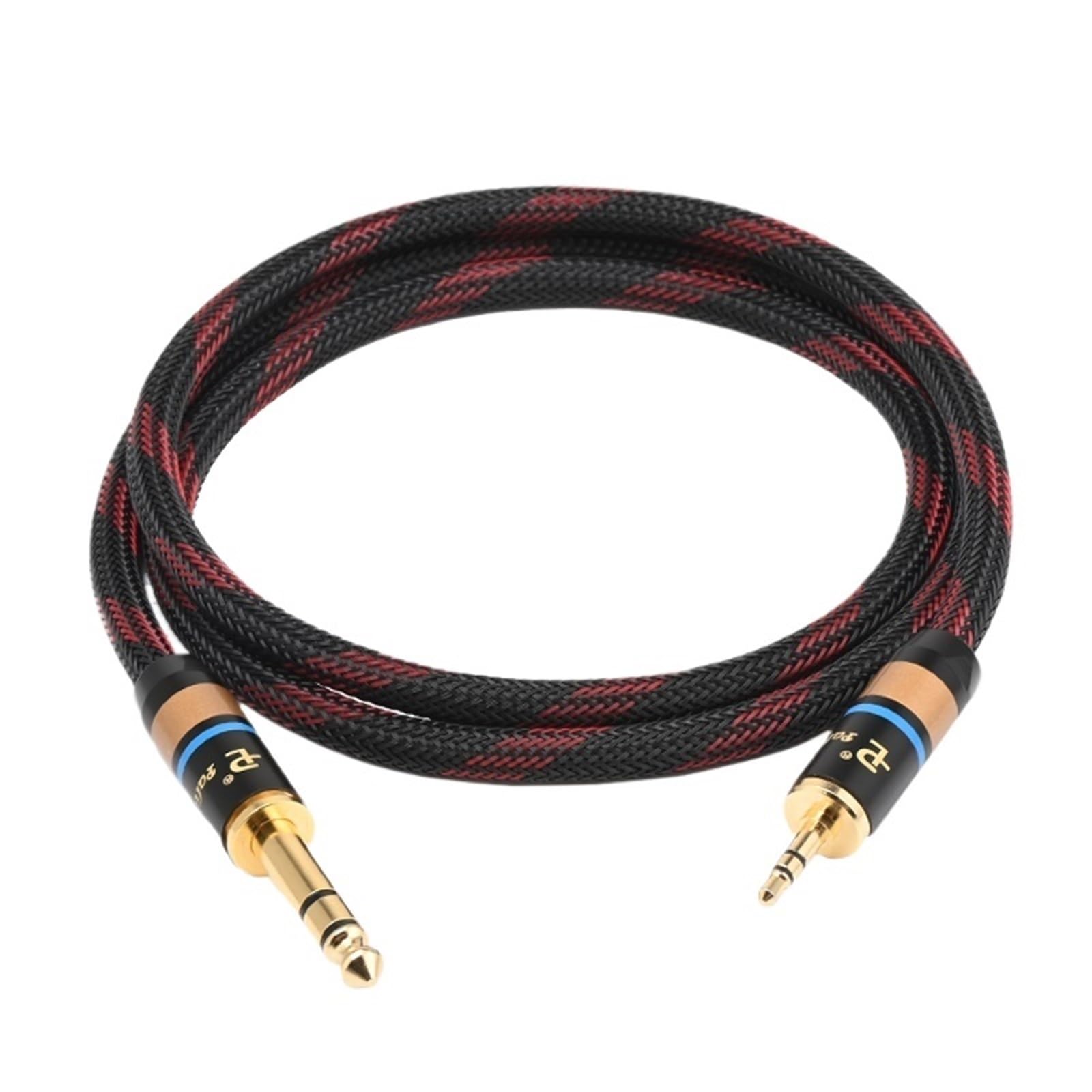 Hi-End HiFi kabel 3,5 mm na 6,5 mm do instrumentów elektronicznych, nylonowa sieć 6 N OFC, stereo, jack 3,5, gitara audio, kabel jack 6,5 TRS (3,5 m)