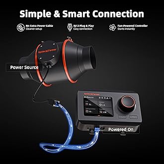 Spider Farmer 4 Inch Smart Inline Duct Fan with GGS Temperature Humidity Controller, Integrated App Control, 205 CFM Ventilation Exhaust Fan for Heating Cooling Booster, Grow Tents, Hydroponics