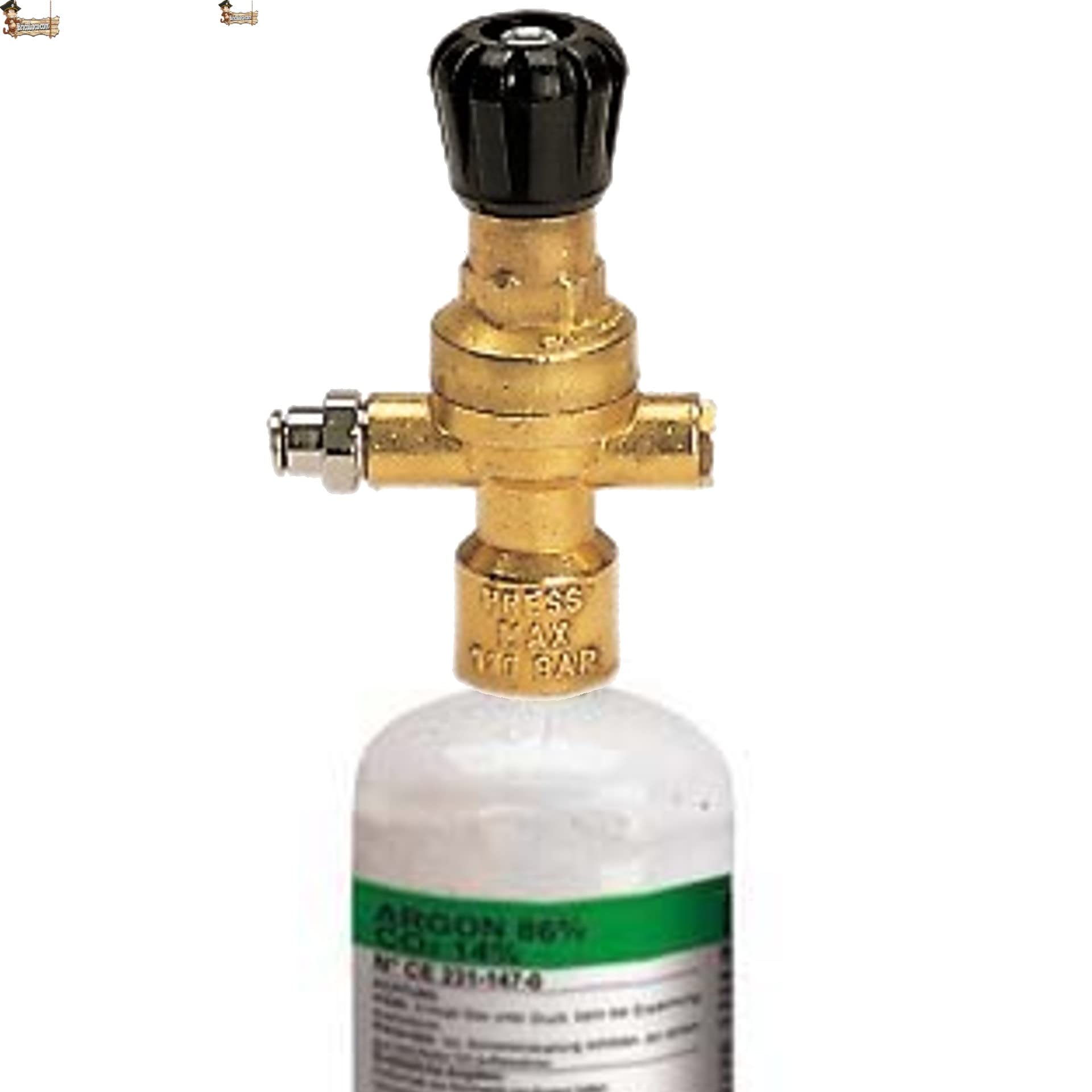 BricoLoco.com Kit conexión regulador reductor de presión para botellas de gas desechables para soldadura. Argón, Argón CO2, CO2. MIG MAG TIG. (Kit conexión reductor)