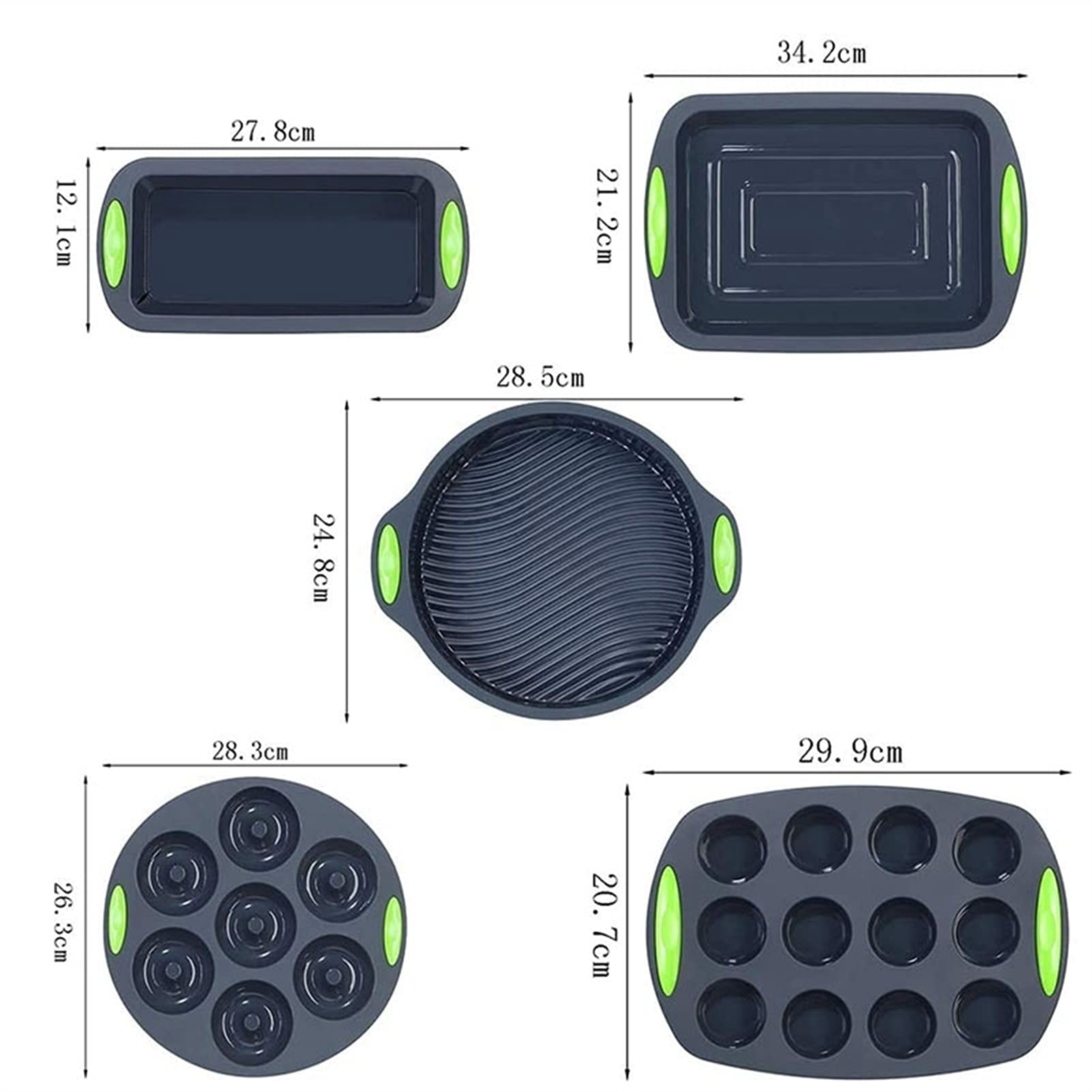 5 sztuk Nonstick Silikonowy zestaw do pieczenia-Ciasto Formy do chleba Blacha do pieczenia Donut Muffin Pan Zestaw arkuszy do pieczenia