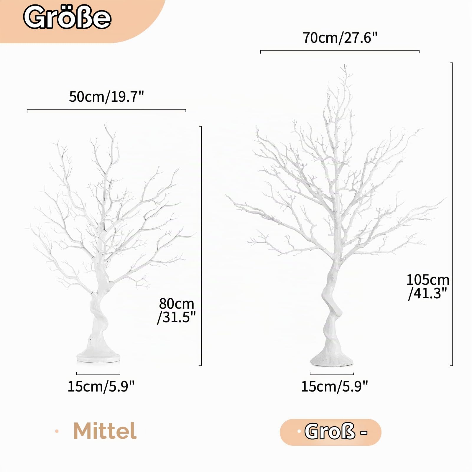 NUPTIO Weiß Deko Baum für Weihnachten Ornament Display, 100cm Osterbaum | Einfache Anbringung von Zweigen, Künstliche Tischdekoration für Halloween, Fenster, Kamin, Feiertage, Party, Ostern Deko