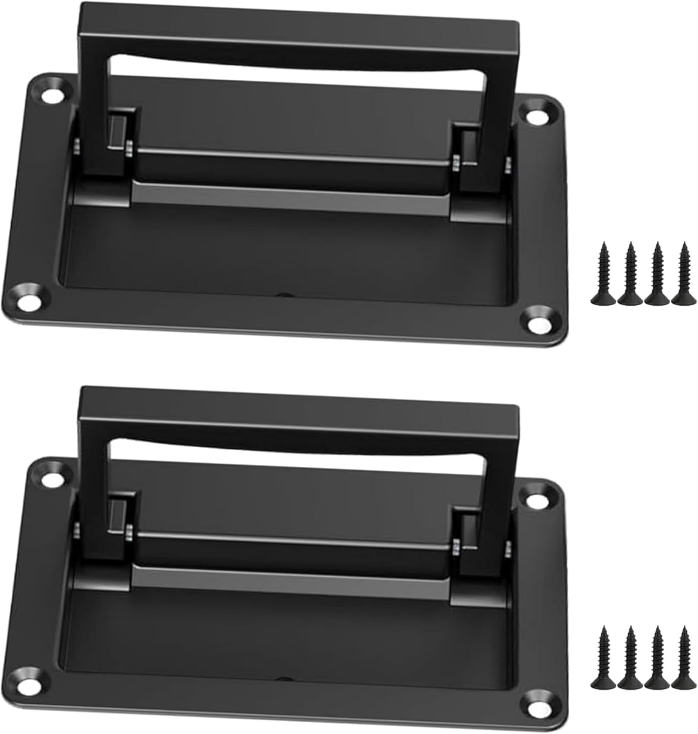 Black Zinc Alloy Recessed Pull Handle,Recessed Flush Pull Handle for Drawer Access Door Toolbox,Kitchen Hardware Cabinet Drawer Handles(2 Pack,4.33 x 2.75 inch)