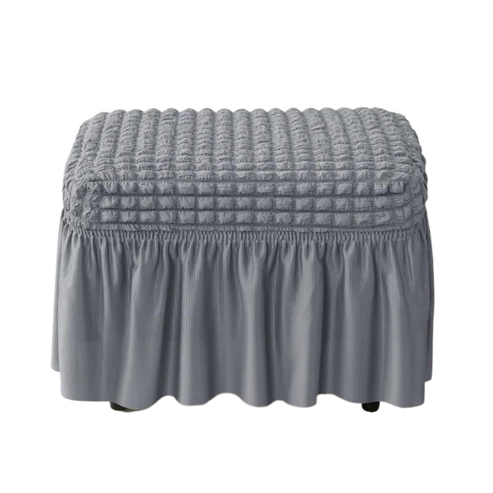 YXINAER Foot Stool Cover Plaid Ottoman Cover with Skirt Stretch Solid Color(B3 Footstool Cover)