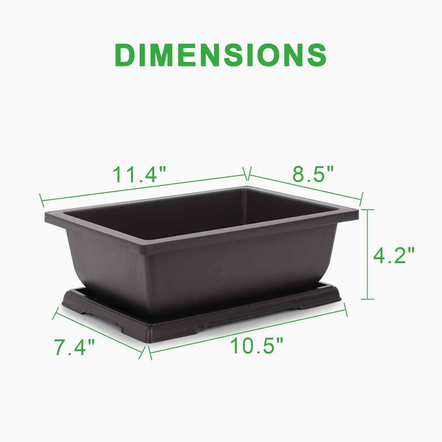 GROWNEER Bonsai Pots 3 Packs 11 Inch Bonsai Tree Training Pot with Humidity Drainage Trays & Repotting Mat Rectangle Planter Plants Starter Kit Growing for Garden Yard Office Indoor Outdoor