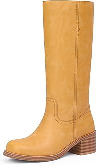 Mid Calf Boots for Women Chunky Block Heel Women’s Tall Boots Square Toe Comfortable Casual Boots Low Heel Trendy Stylish Boots