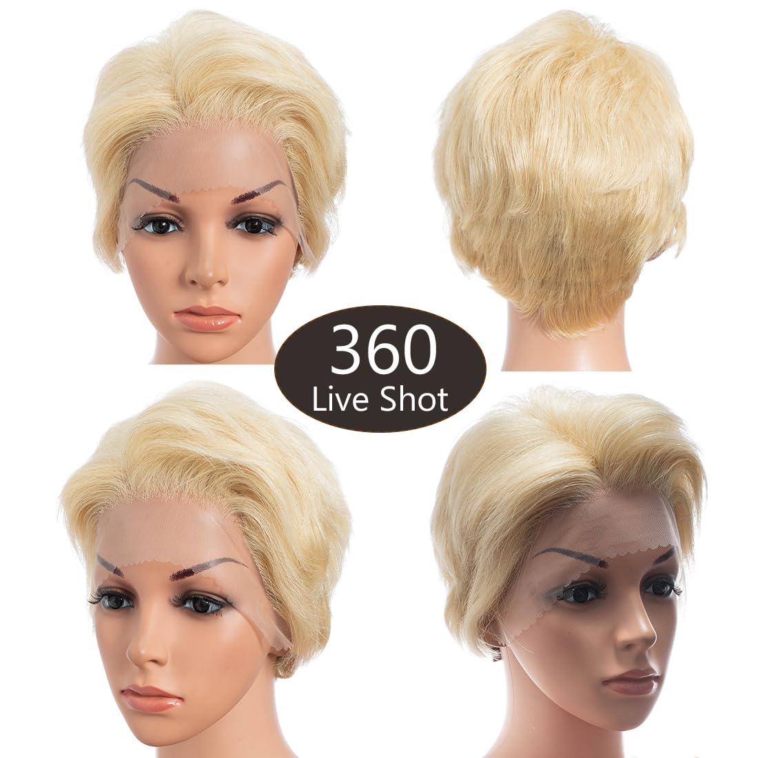 8 Inch Lace Front Wigs Human Hair 13X1 Short Wig 150% Density Natural Black Color Wigs for Black Women, 613 - Image 2