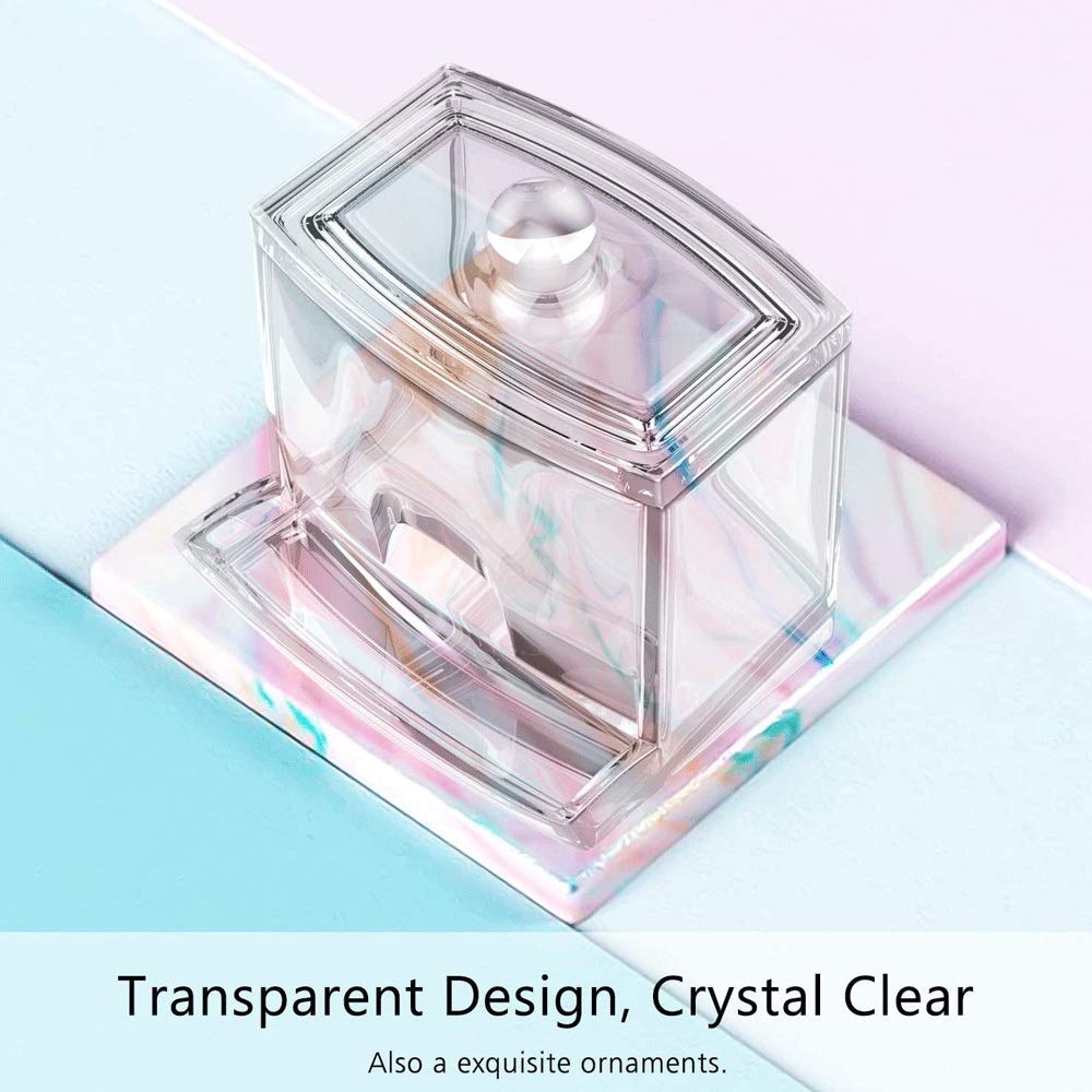 Dispensador de Almacenamiento de hisopos de algodón acrílico, Soporte de hisopo de Bola de algodón Transparente, Caja de Almacenamiento de bastoncillos de algodón, Caja de almacena