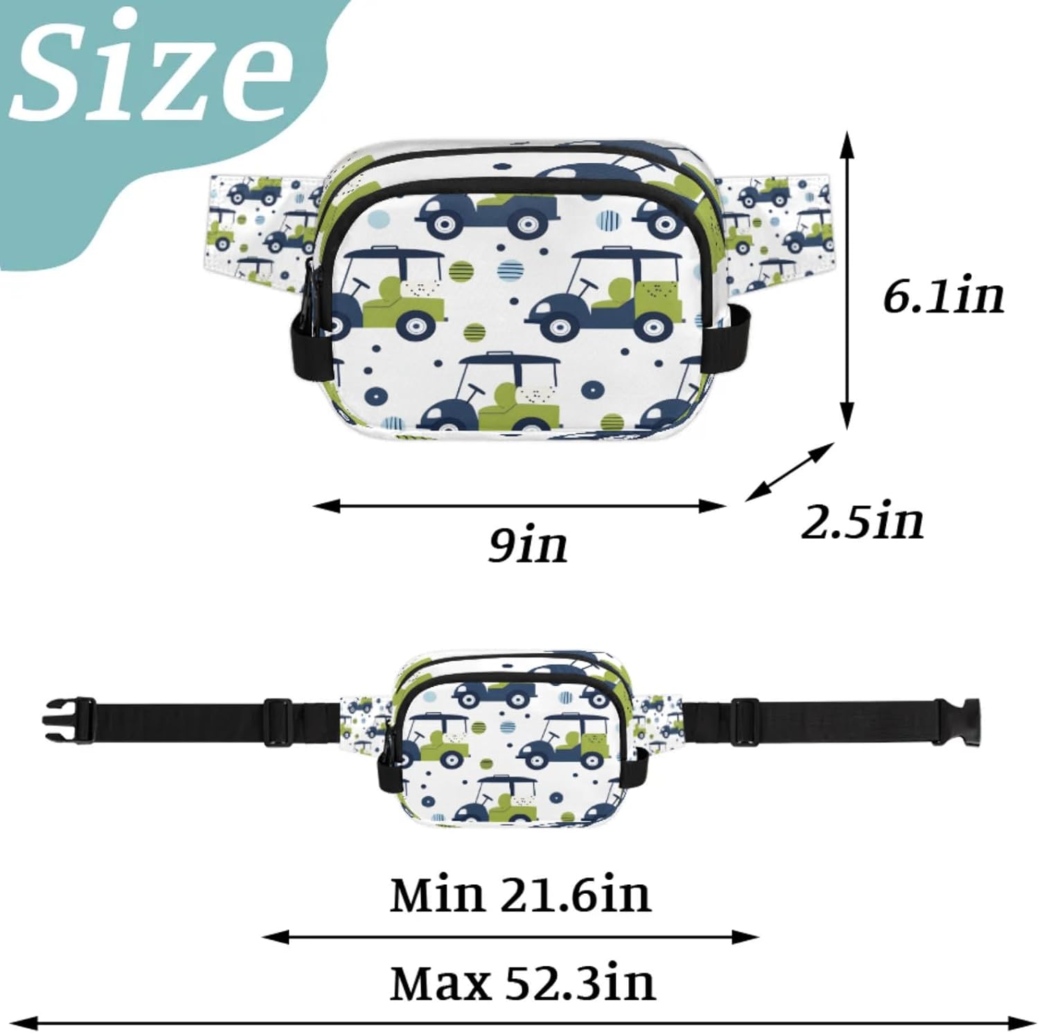 Golf Fanny Packs Belt Bag Fashion Crossbody Bag Bum Bag Waist Bag with Adjustable Strap for Outdoors Workout Casual Traveling Running Hiking Cycling