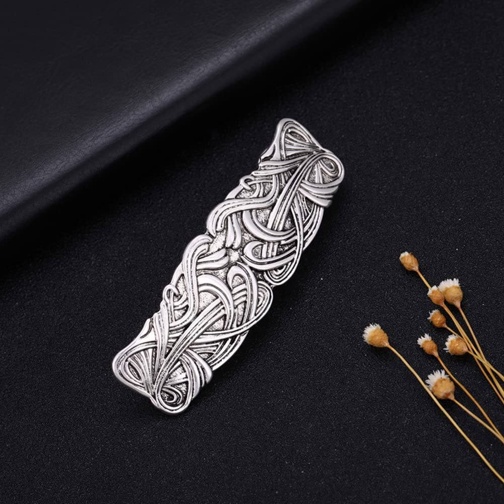 JKJF 2 Pcs Celtic Knot Barrette Vintage Hair Barrettes Metal French Hair Clips Engraved Headwear for Women Girls - Gold Silver Style 1: Vintage Knot #1