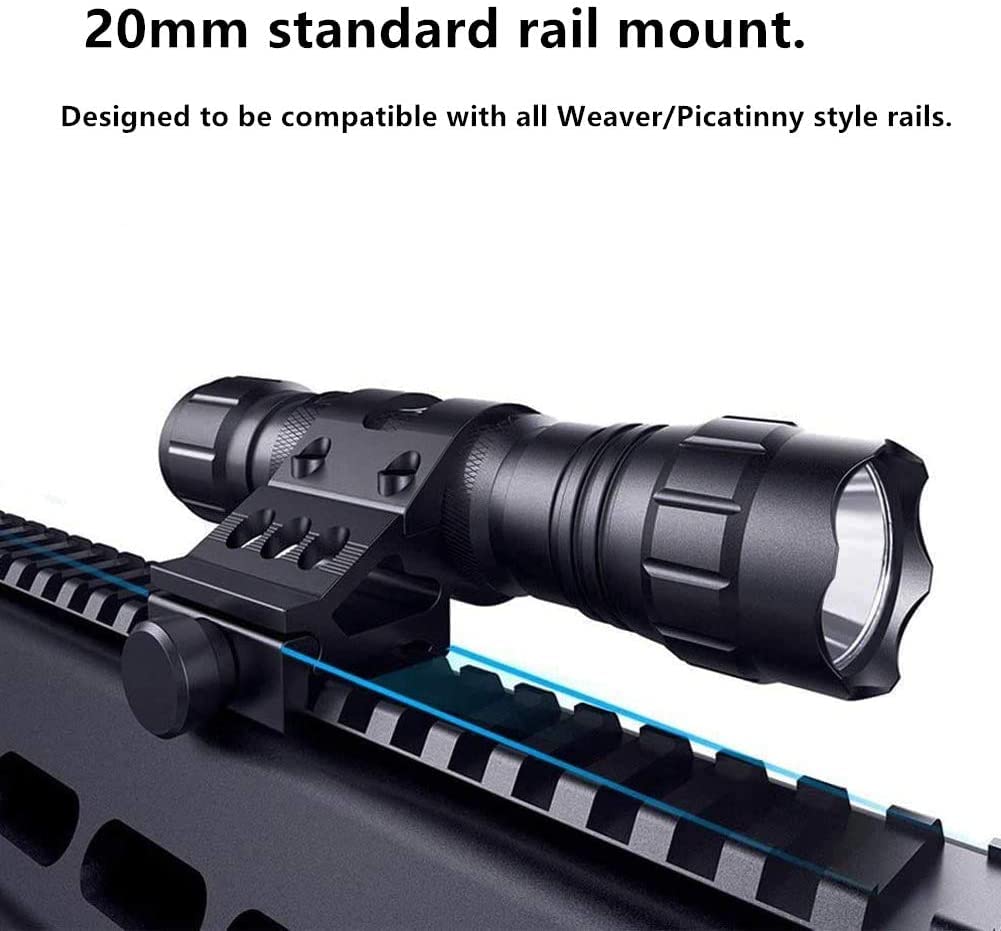 ACEXIER 25.4mm/30mm Supporto per Torcia elettrica Supporto per cannocchiale a sgancio rapido per Torcia Offset per Guida Picatinnly da 20 mm Accessori per Armi da Caccia
