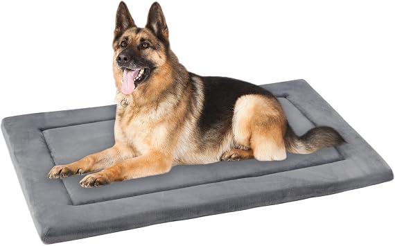 KHONSU PET Dog Bed Mat for Crate 1.1in Slim Cooling Pad Reversible Flannel & Waterproof Canva for L Dogs up to 130 lbs, Fits 54"x33" Basic Crate